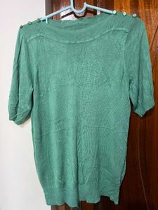 Green Button Detail Top
