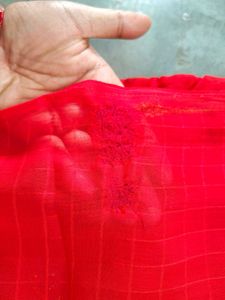 Red &amp; Gold Embroidered Saree
