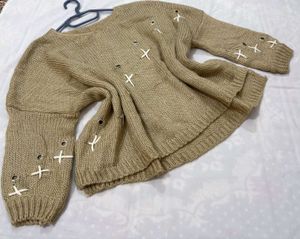 Knit Sweater with unique cross stitch detail