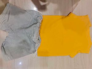 Boys Yellow T-Shirt and Grey Shorts Set