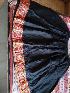 Black Ethnic Skirt with Colorful Embroidery