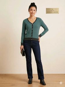 Striped long sleeve button-up top/sweater