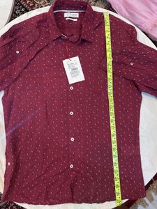 Men's Red Printed linen Casual Shirt