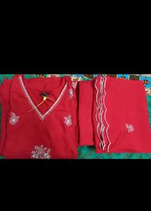 Elegant Red Kurta Set with Dupatta