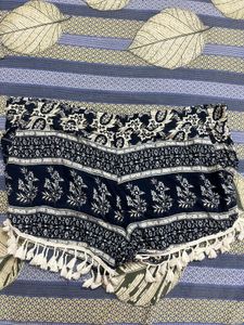 Boho Print Shorts with Tassel Trim