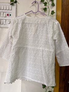 White Embroidered Tunic Top