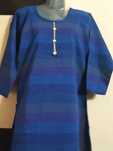 Blue Striped Top with Pearl Detail