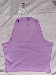 GLITCHEZ Lilac Halter Neck Crop Top