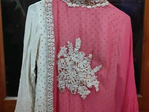 Elegant Peach and White Ethnic Outfit