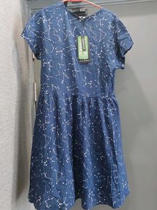 Blue Constellation Print Dress for Women