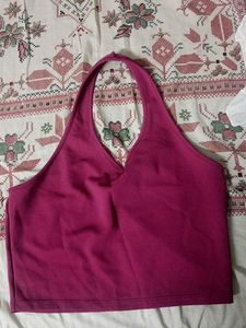 Fuchsia Halter Neck Crop Top