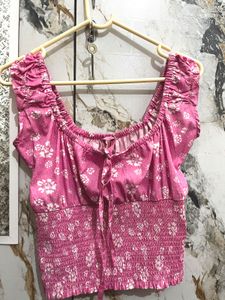 Pink Floral Crop Top