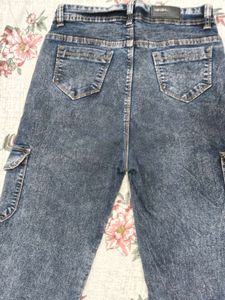 Stylish Acid Wash Cargo Jeans