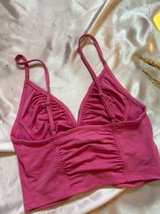 Chic Ruched Pink Crop Top