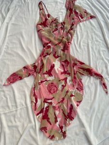 pink Flowy Ruffle  Dress