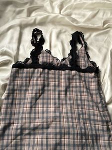 Plaid Lace Cami Top (bust 28-30)IMPORTED