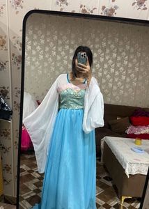 Elegant Blue Gown with White Cape❤️🦋🎀