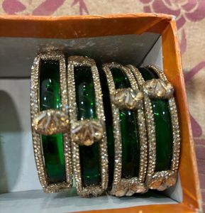 Elegant Green Stone Bangles