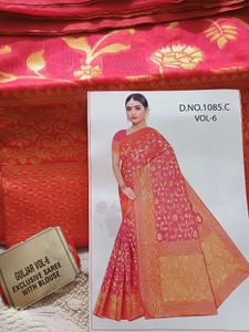 💥🆕️ Beautiful Pinkish Red Fully Woven Saree
