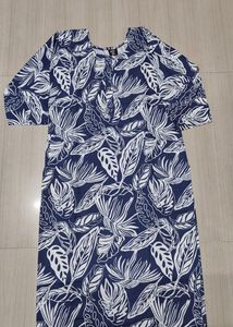 New Blue & White Leaf Print Kurta