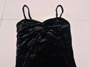 Black Velvet Slit Maxi Dress
