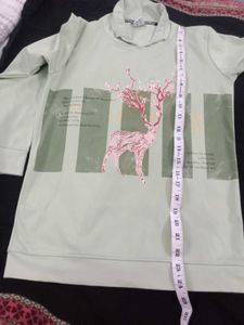 Stylish Light Green Graphic T-Shirt &amp; Jeans