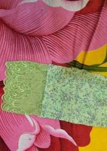 Light Green Floral Printed Top with Lace