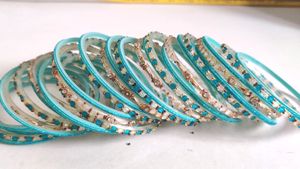 Teal &amp; Gold Embellished Bangle Set