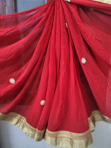 Beautiful Red saree in pure fabric