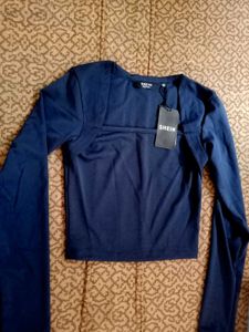 Branded  Square Neck Long Sleeve Top