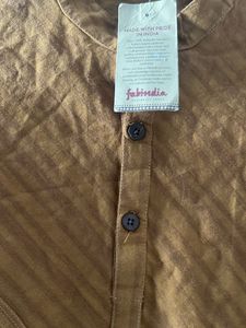 Men's Brown Striped Kurta