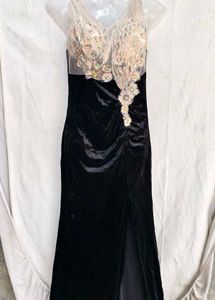 I. Stunning Black Velvet Gown with Embellishments