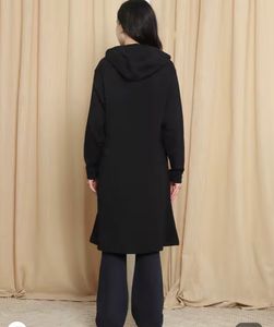 Shein Black Long Zip-Up Hooded Jacket