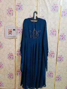 Elegant Teal Blue Embellished Gown
