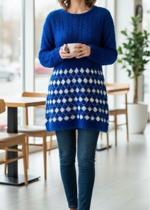 Blue Fuzzy Knit Dress