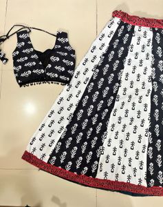 Beautiful Black &amp; White Printed Chaniya Choli