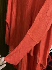 Bright Orange Long Sleeve Top for big size girls