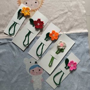 Handmade Crochet Flower Bookmarks Set
