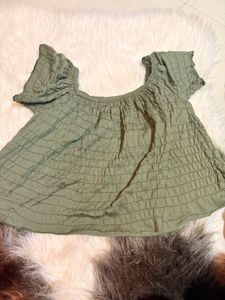 Olive Green Smocked Top