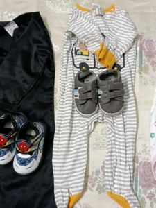 Black Silk Kurta with Spiderman Shoes
