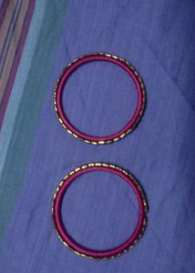 Pink kundan silk thread Bangle Set