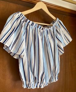 Striped Off-Shoulder Crop Top