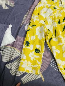 Vibrant Yellow Floral Print Button-Up Blouse