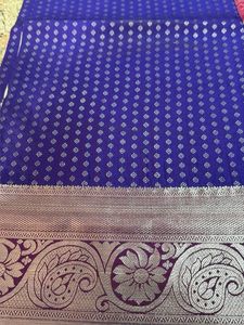 Royal Blue Silk Saree with Silver Border