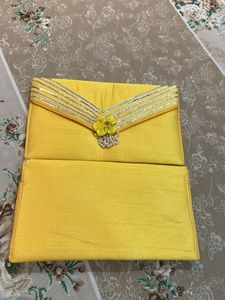 Set of 2 Yellow Embroidered Haldi Clutches