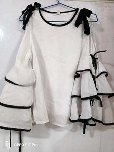 Chic White Bell Sleeve Top