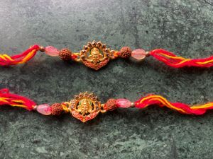 Ganesha Rakhi with Rudraksha Beads
