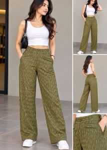 Striped Olive Green Trousers