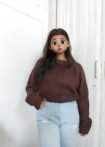 Cozy Brown Knit Sweater crop<<3