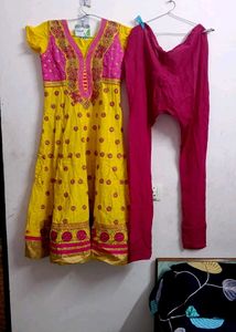 Vibrant Yellow Kurta with Pink Palazzo Set